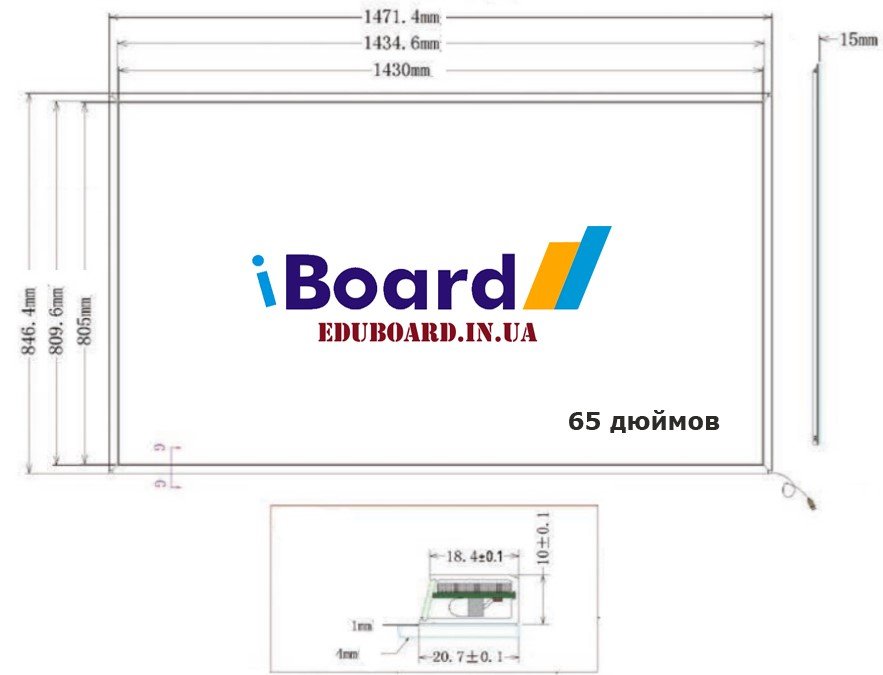 Интерактивная сенсорная рамка для телевизора 65 дюймов (без стекла) iBoard iTV65 поддержка OC  Windows Android