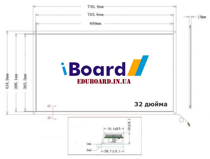 Інтерактивна сенсорна рамка для телевізора (без скла) 32 дюйми iBoard iTV32 підтримка OC Windows Android