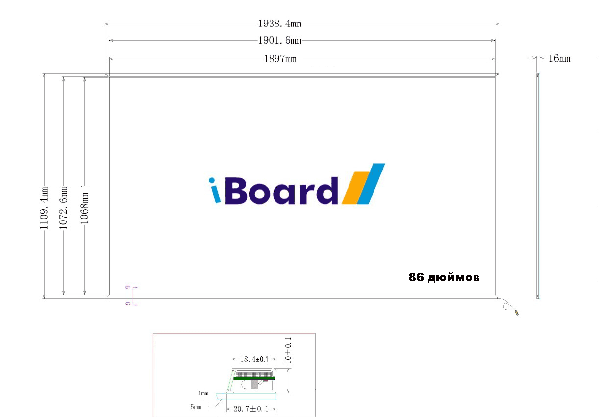 Интерактивная сенсорная рамка  для телевизора 86″ дюймов iBoard iTV86 поддержка OC  Windows Android